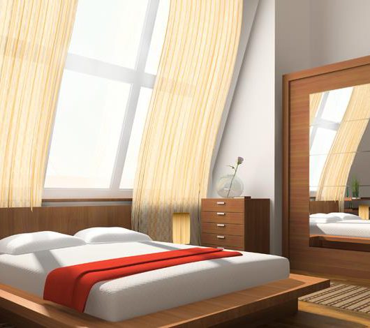 ארונות מעוצבים עם מראה בחדר שינה