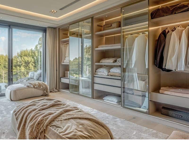 ארון עם דלתות הזזה וזכוכית