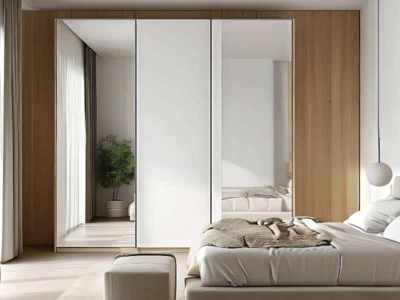 ארון עם דלתות הזזה ומראה