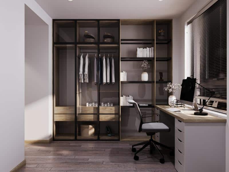 ארון בגדים לנוער עם פינת עבודה למחשב