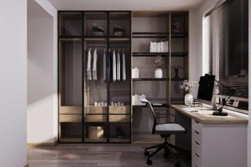 עיצוב ארונות בגדים לנוער עם פינת עבודה למחשב